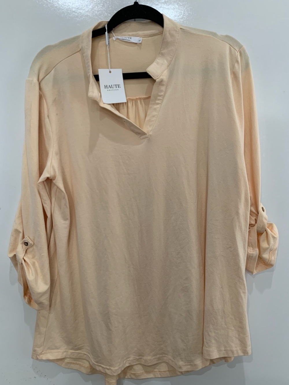 Rayon cream women’s Haute shirt size L NWT Minimalist